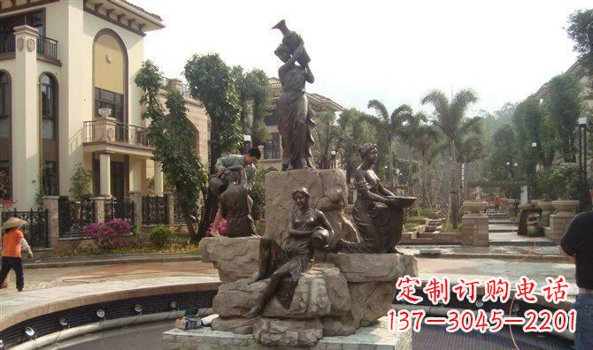 鹤壁小区西方美女喷泉人物铜雕