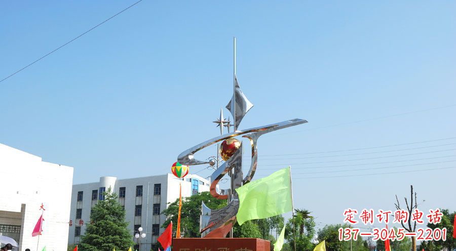 鹤壁校园不锈钢马踏飞燕地球雕塑