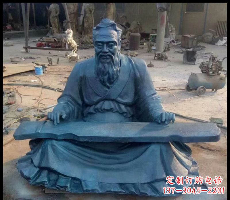 鹤壁校园孔子弹琴铜雕