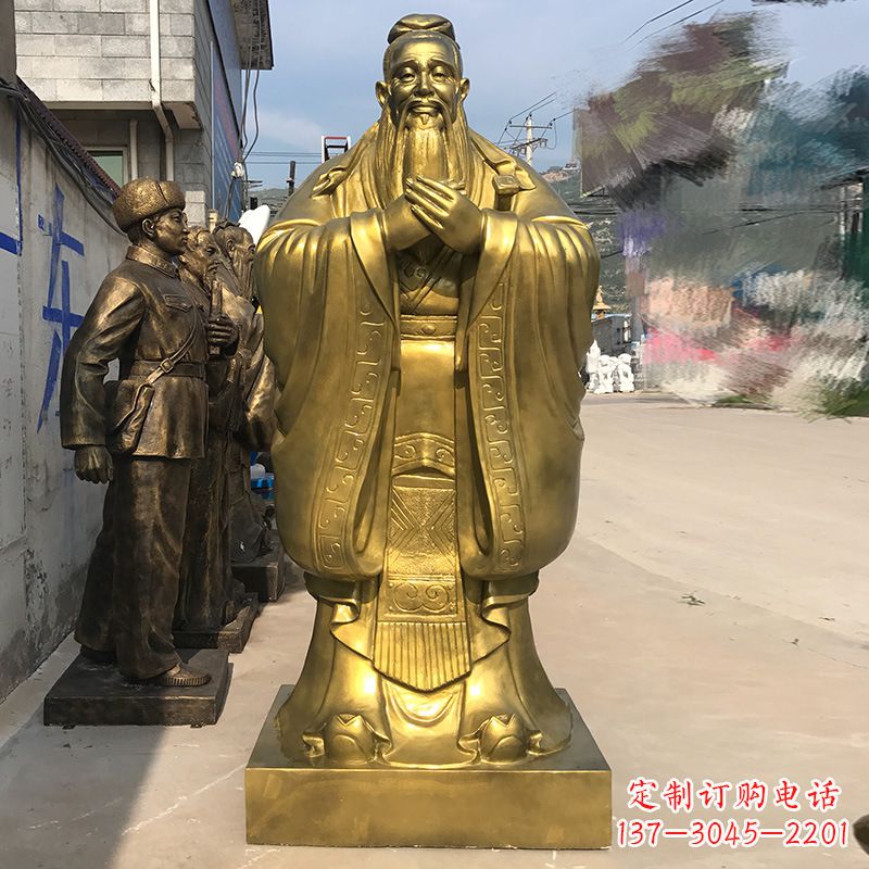 鹤壁校园孔子铜雕像