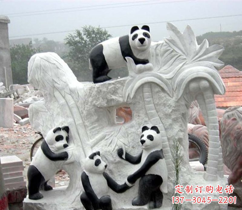 鹤壁熊猫动物景观石雕