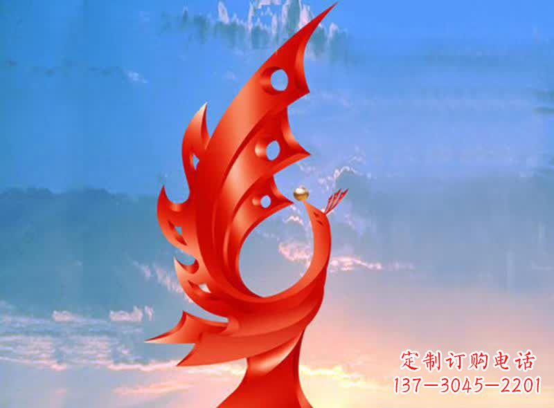 鹤壁学校不锈钢奋进凤凰标志雕塑