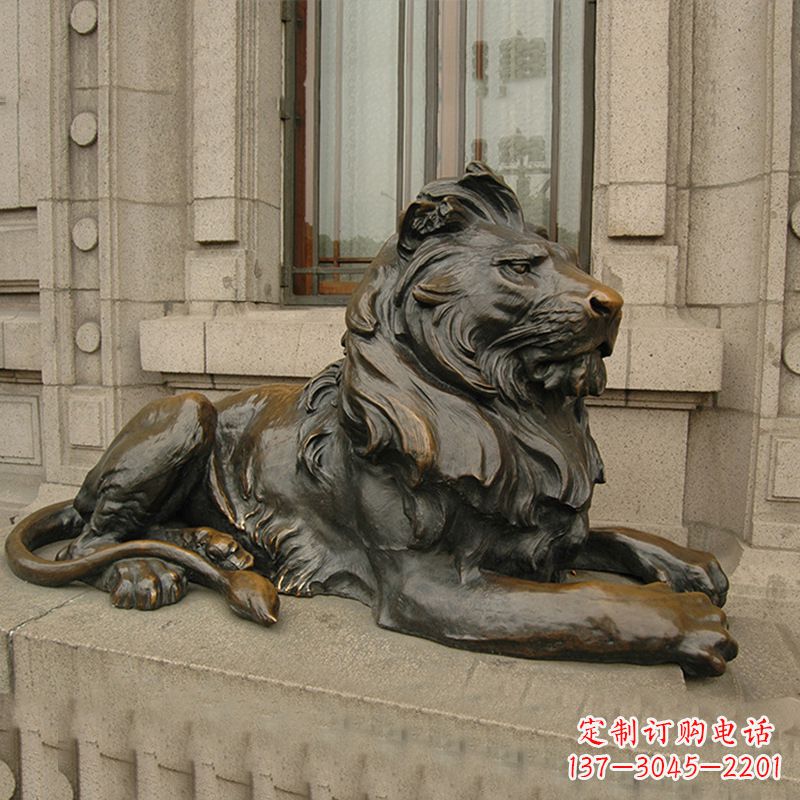 鹤壁银行大门铜雕港币狮子看门动物雕塑