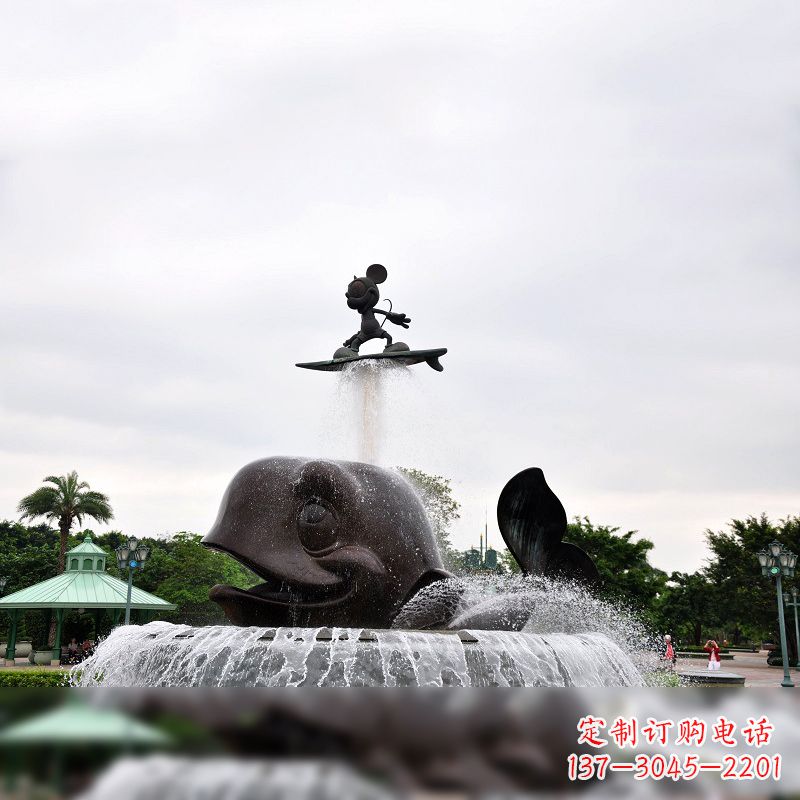 鹤壁鱼和小孩水景喷泉