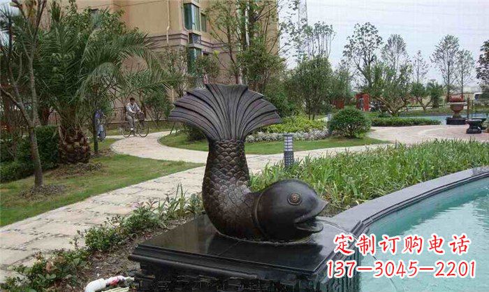 鹤壁鱼式喷泉小区景观铜雕