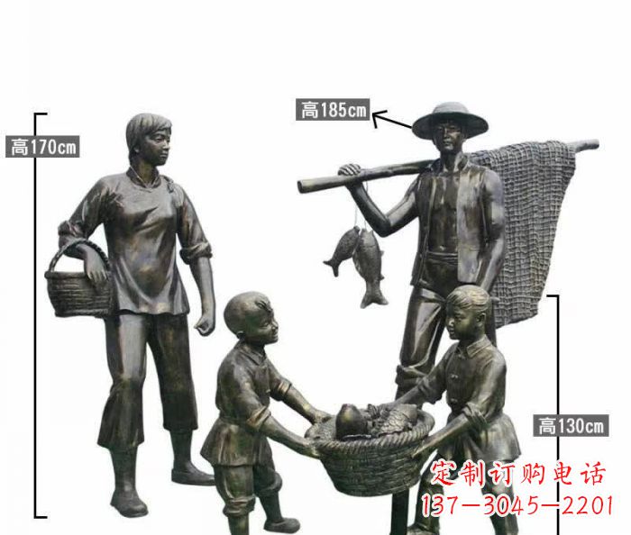 鹤壁渔夫捕鱼民俗铜雕 (3)