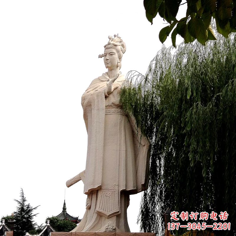 鹤壁虞姬砂岩石雕-景区园林古代人物著名美女雕像