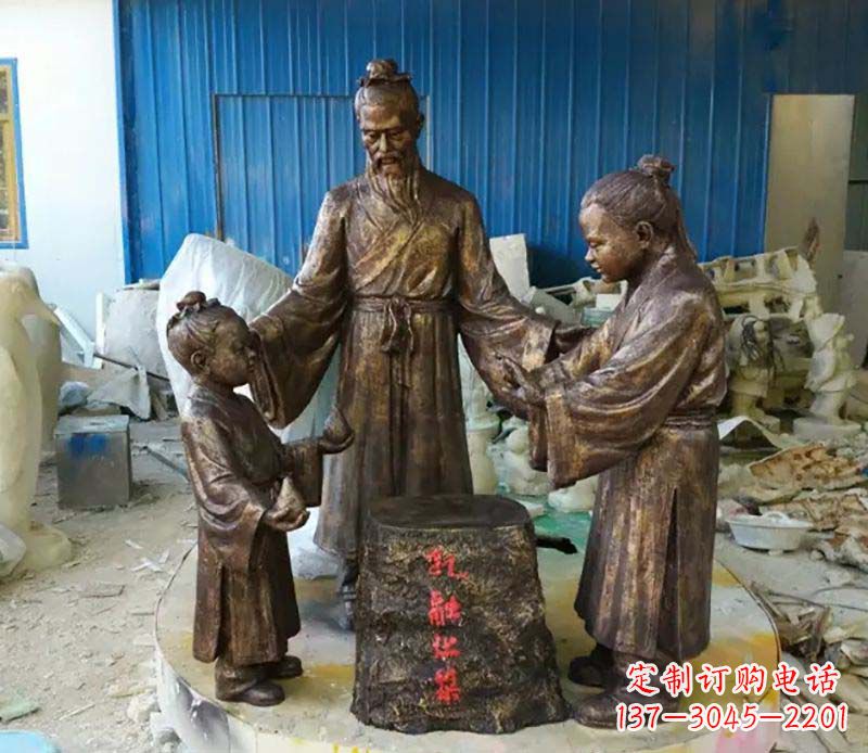 鹤壁寓言故事孔融让梨人物铜雕