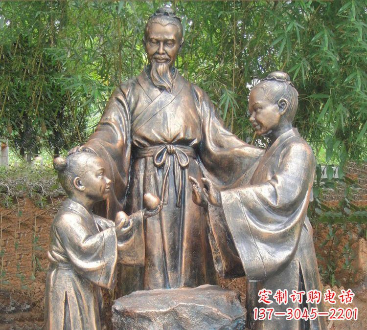 鹤壁寓言故事铜雕_孔融让梨
