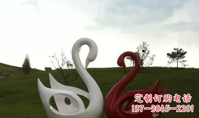 鹤壁园林不锈钢抽象天鹅雕塑