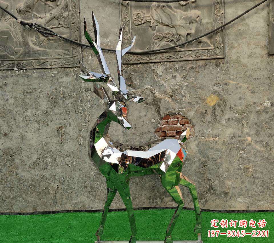 鹤壁园林不锈钢抽象小鹿雕塑
