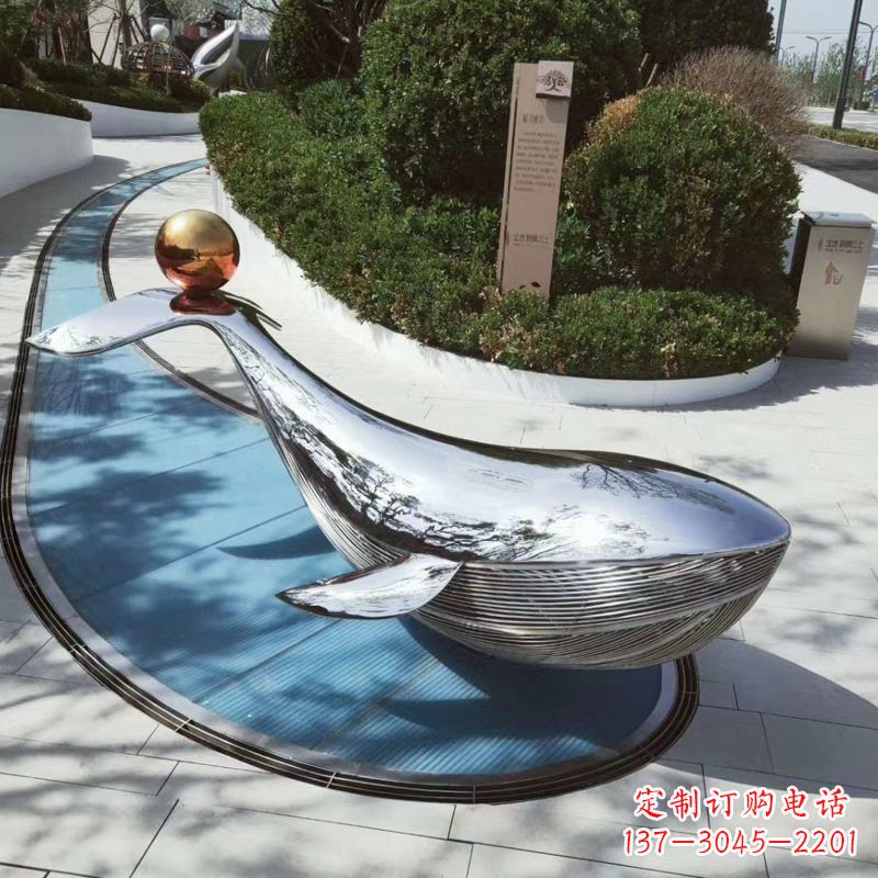 鹤壁园林不锈钢海豚景观摆件