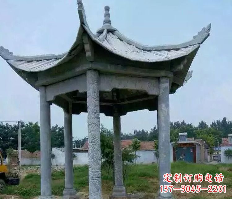 鹤壁园林仿古六角凉亭景观石雕
