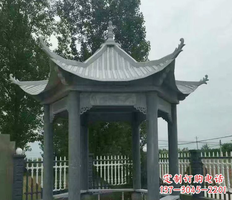 鹤壁园林仿古石凉亭景观石雕 (2)