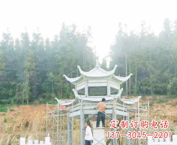 鹤壁园林仿古双层石凉亭景观石雕 (2)