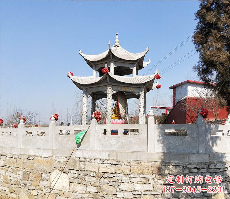 鹤壁园林仿古双层石凉亭景观石雕 (3)
