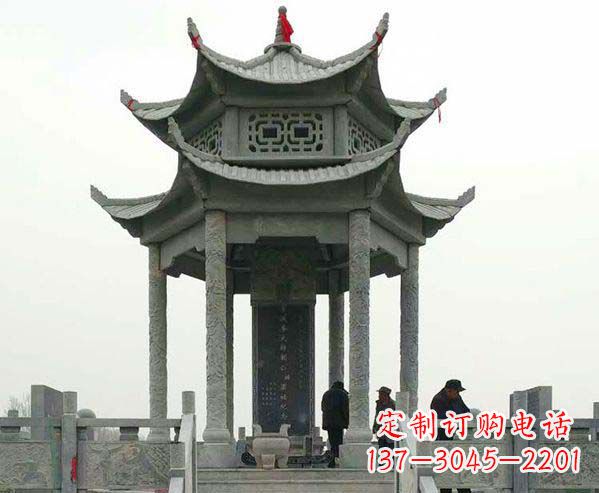 鹤壁园林仿古双层石凉亭景观石雕
