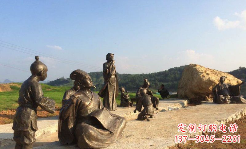 鹤壁园林古代人物和玩耍的小孩小品铜雕