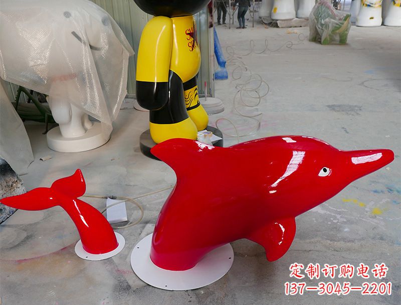 鹤壁园林广场创意海豚入水出水雕塑摆件