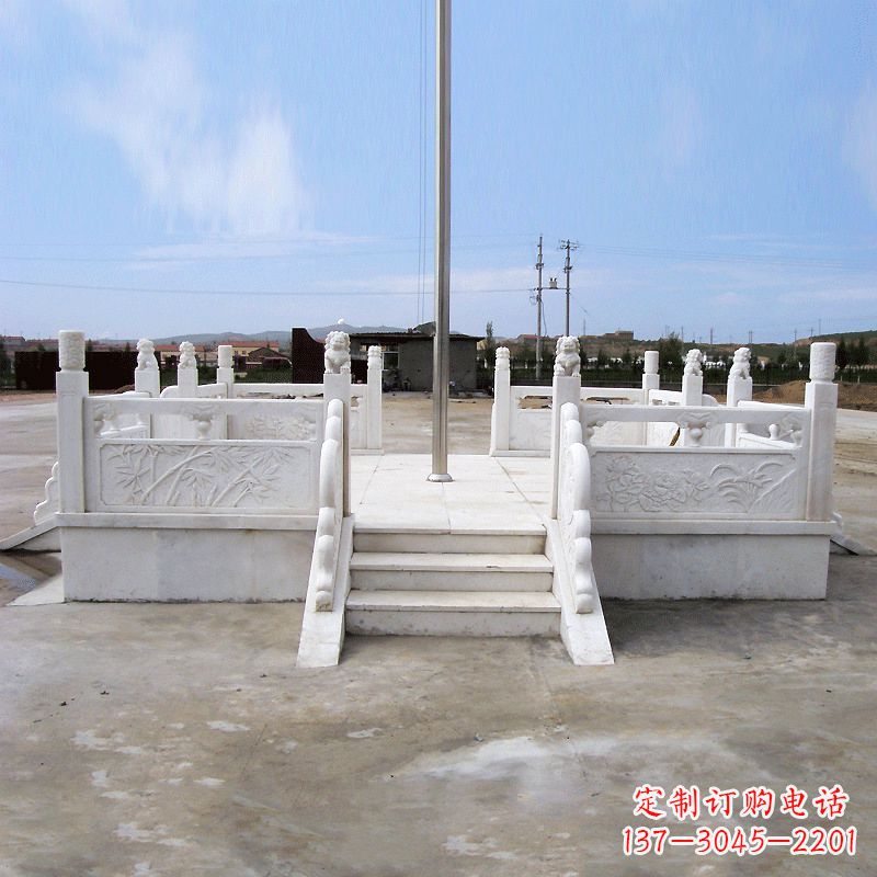 鹤壁园林广场升旗台汉白玉石雕国旗台