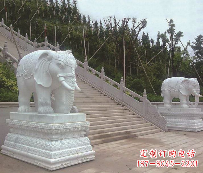 鹤壁园林汉白玉大象景观石雕