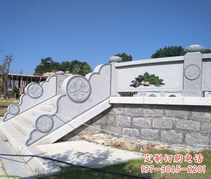鹤壁园林景观大理石镂空莲花石栏板 (2)