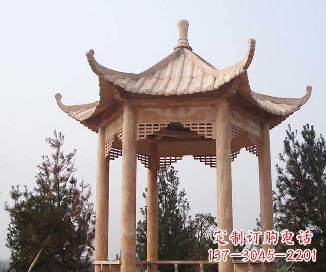 鹤壁园林景观单层石雕凉亭 (3)
