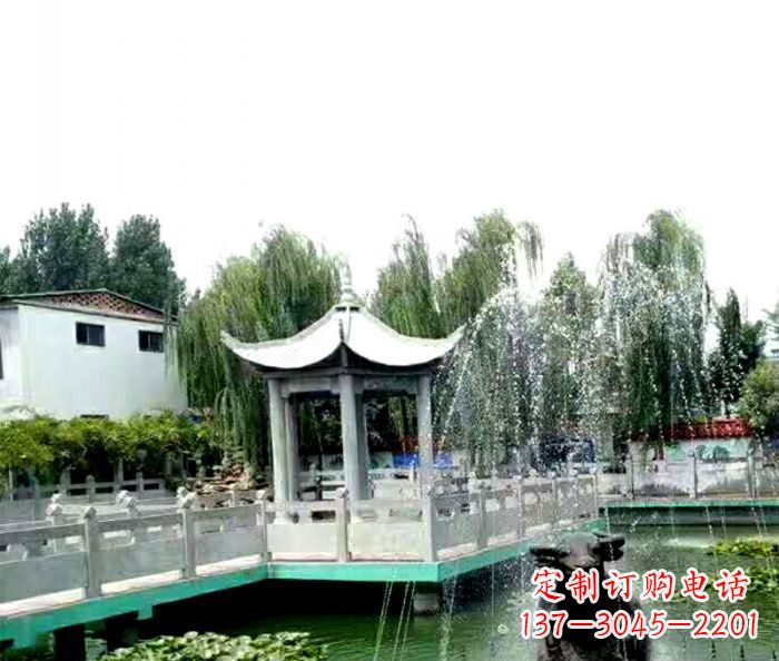鹤壁园林景观单层六角石雕凉亭