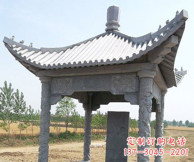 鹤壁园林景观单层石雕凉亭 (4)