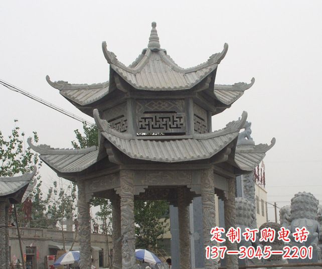 鹤壁园林景观仿古石雕凉亭 (2)
