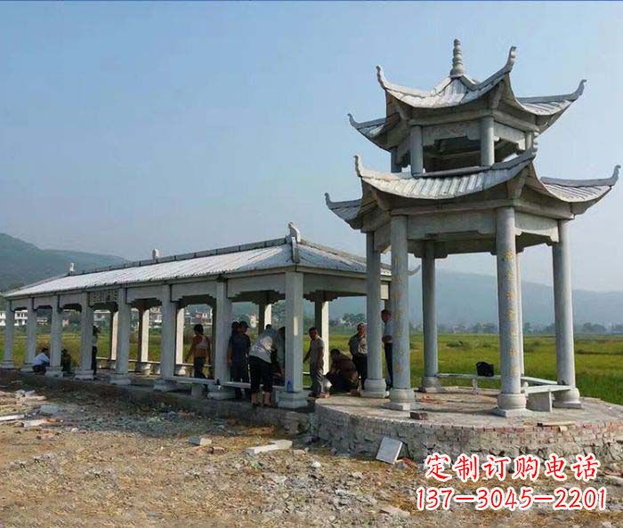 鹤壁园林景观仿古石雕长廊凉亭