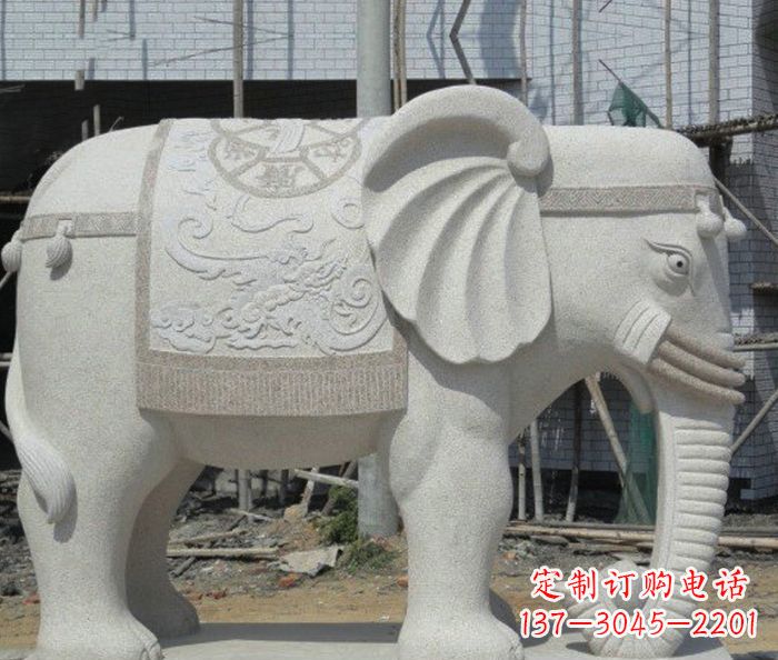 鹤壁园林景观驮宝大象石雕 (2)