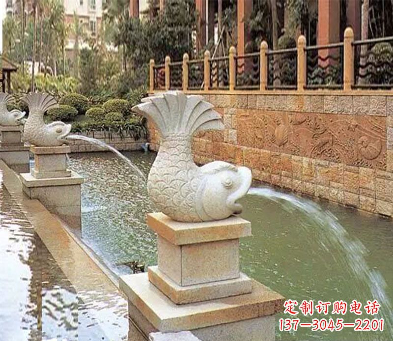 鹤壁园林鲤鱼喷泉景观石雕