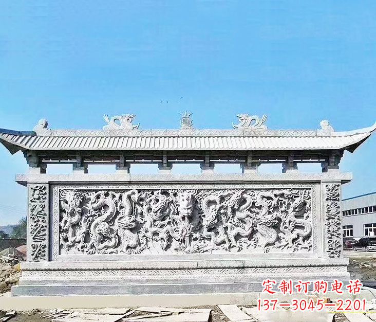 鹤壁园林龙浮雕影壁墙景观石雕
