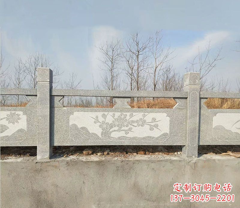 鹤壁园林梅花石浮雕栏板景观石雕