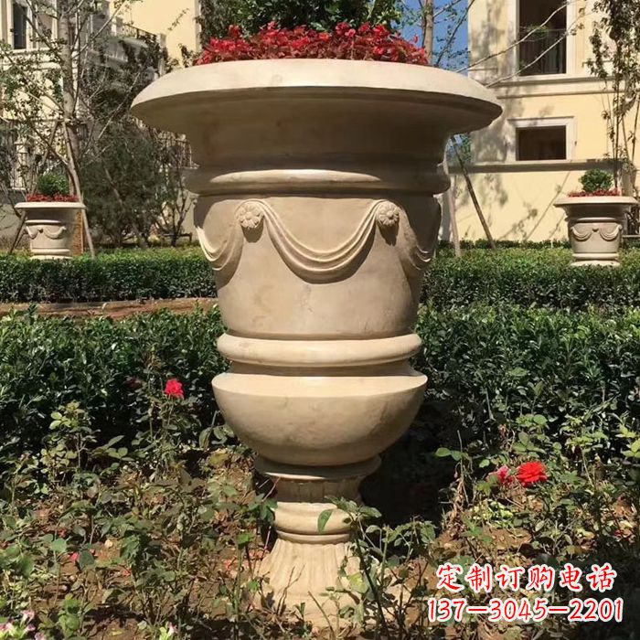 鹤壁园林砂岩石雕花盆