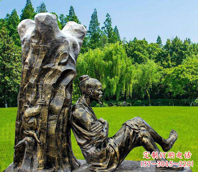 鹤壁园林守株待兔典故人物铜雕