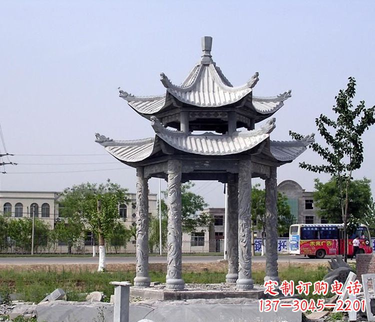 鹤壁园林双层仿古凉亭石雕