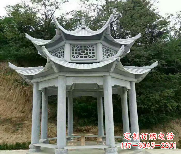鹤壁园林双层凉亭石雕 (2)