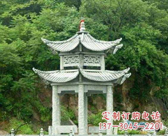 鹤壁园林双层六角石凉亭景观石雕