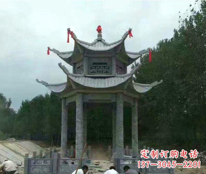 鹤壁园林双层凉亭石雕 (3)