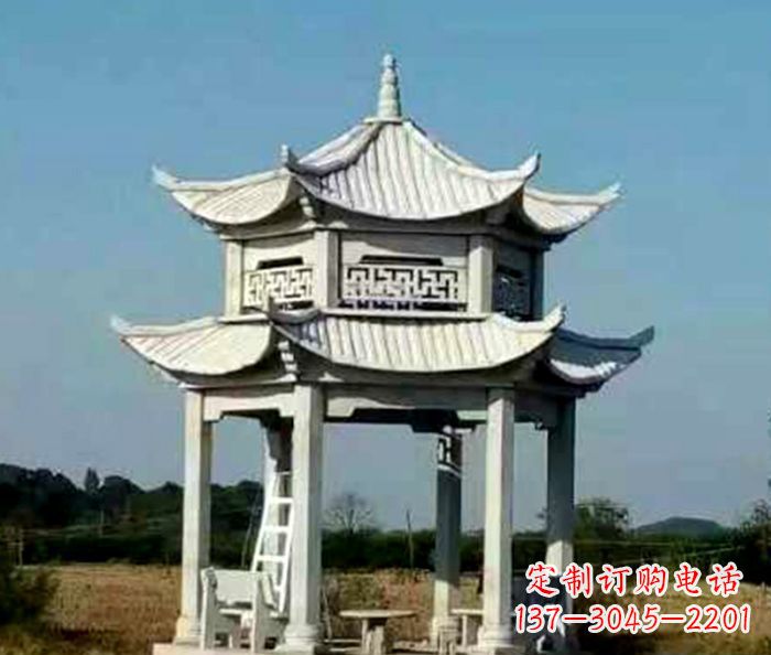 鹤壁园林双层石雕凉亭 (2)