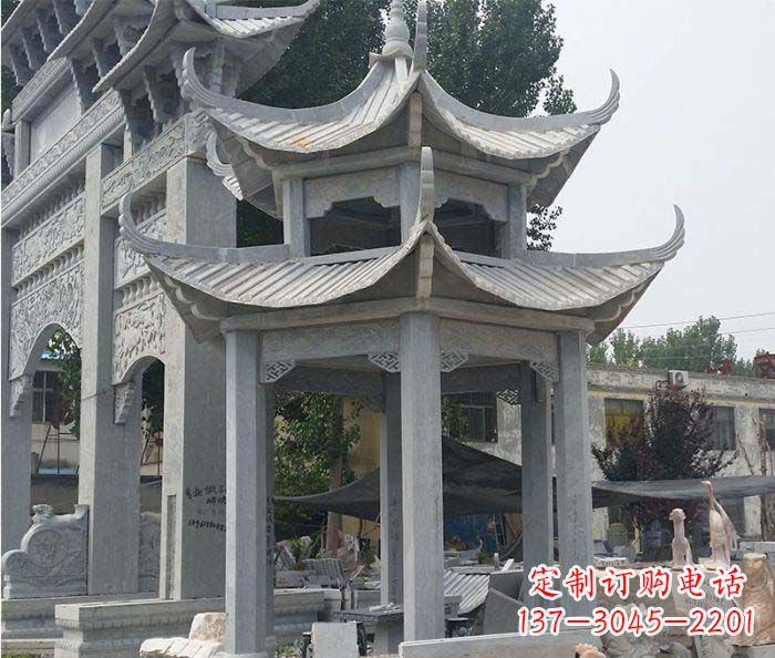 鹤壁园林双层石雕凉亭