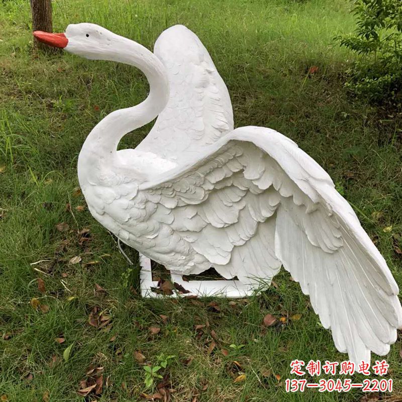 鹤壁展翅飞翔白天鹅仿真发光动物雕塑