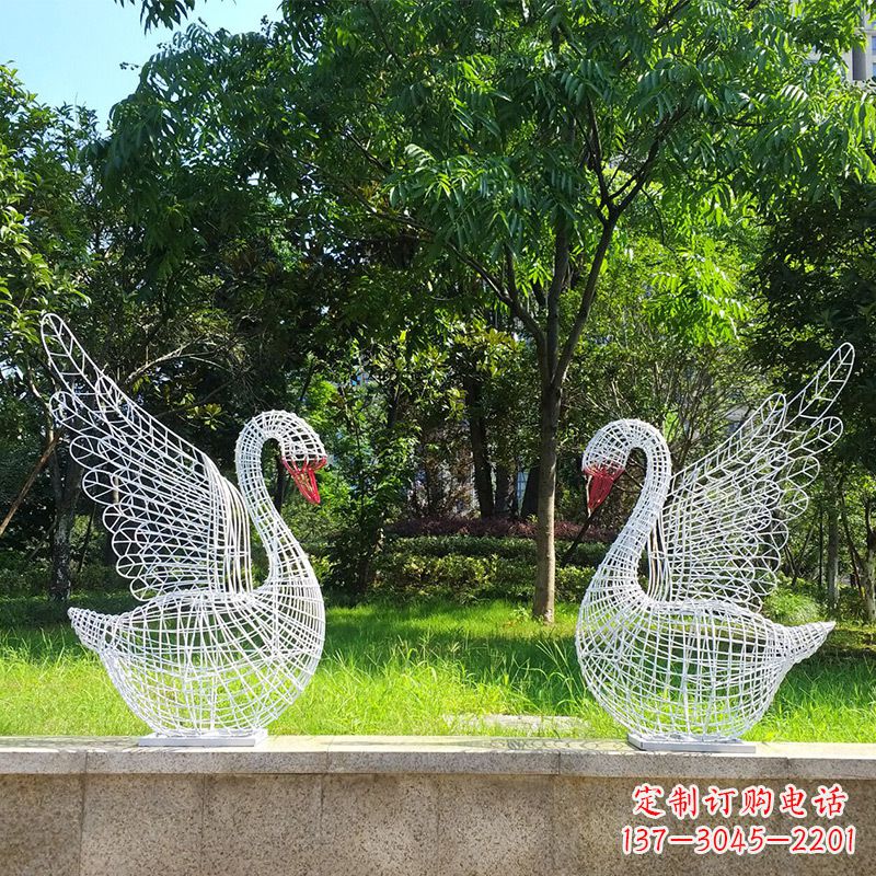 鹤壁展翅天鹅网格雕塑-上色款