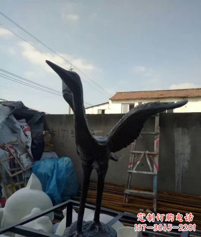 鹤壁展翅仙鹤铜雕 (2)