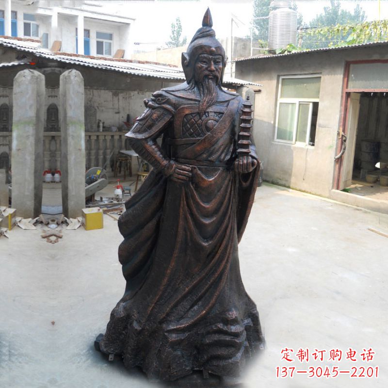 鹤壁战神托塔天王李靖铸铜雕塑