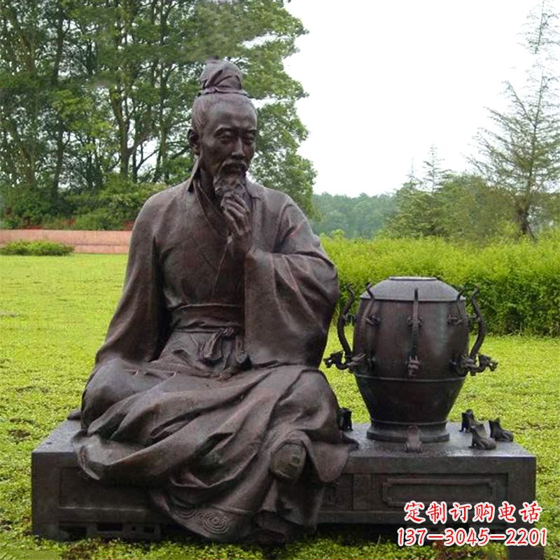鹤壁张衡与地动仪铜雕景观-公园园林历史名人情景雕塑