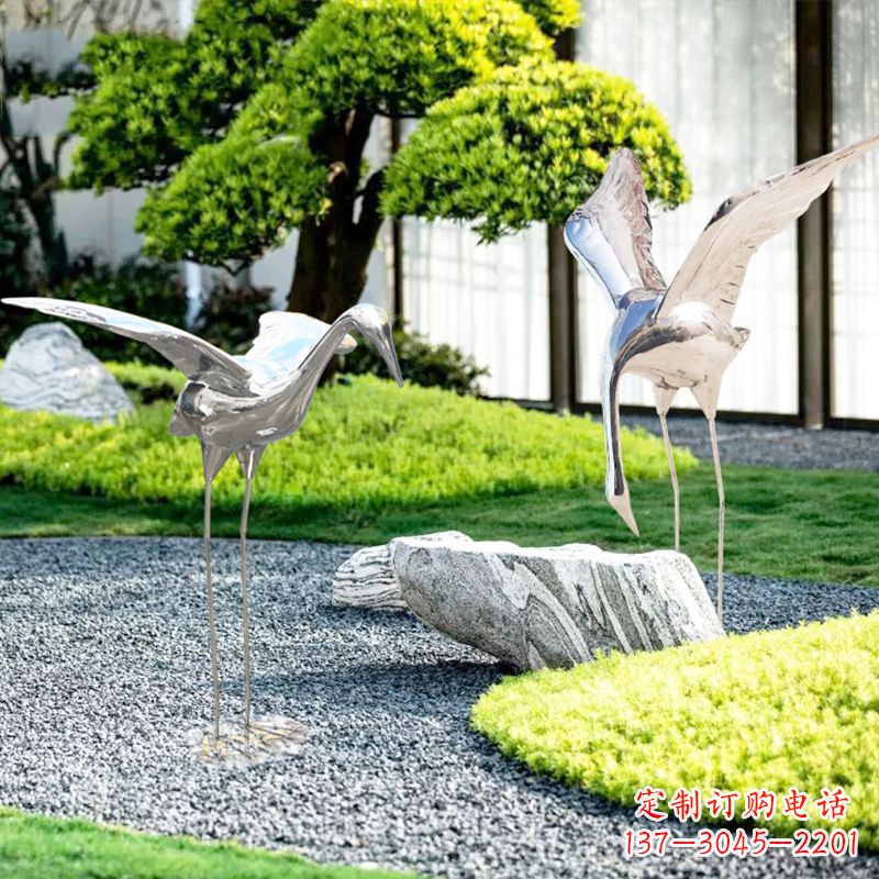 鹤壁长春不锈钢动物鹤雕塑
