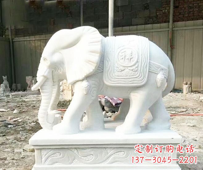 鹤壁招财动物汉白玉大象石雕 (3)